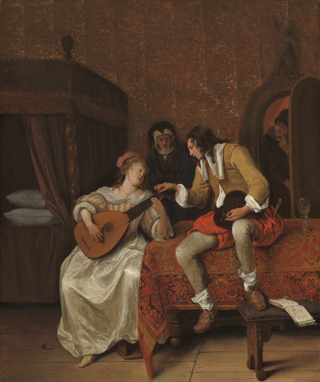 アスカーニュとリュセル 音楽の授業、1667年。 作： Jan Steen