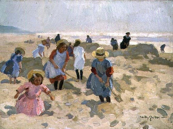 ビーチで遊ぶ子供たち 作： Jan Willem Sluiter