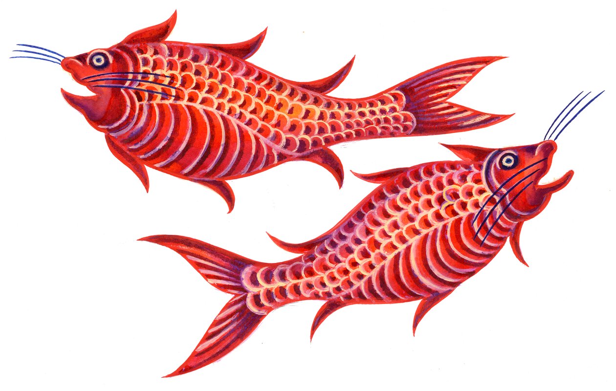 魚の魚座、1996、（インクとガッシュ） 作： ジェーン・タッターズフィールド