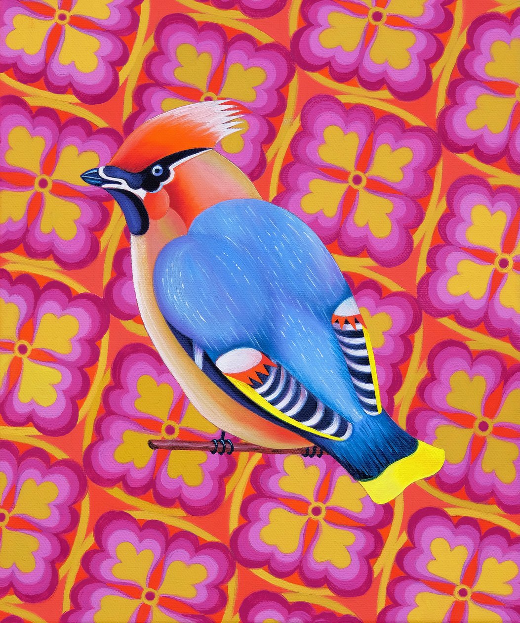 Waxwing, 2023（キャンバスに油彩） 作： ジェーン・タッターズフィールド