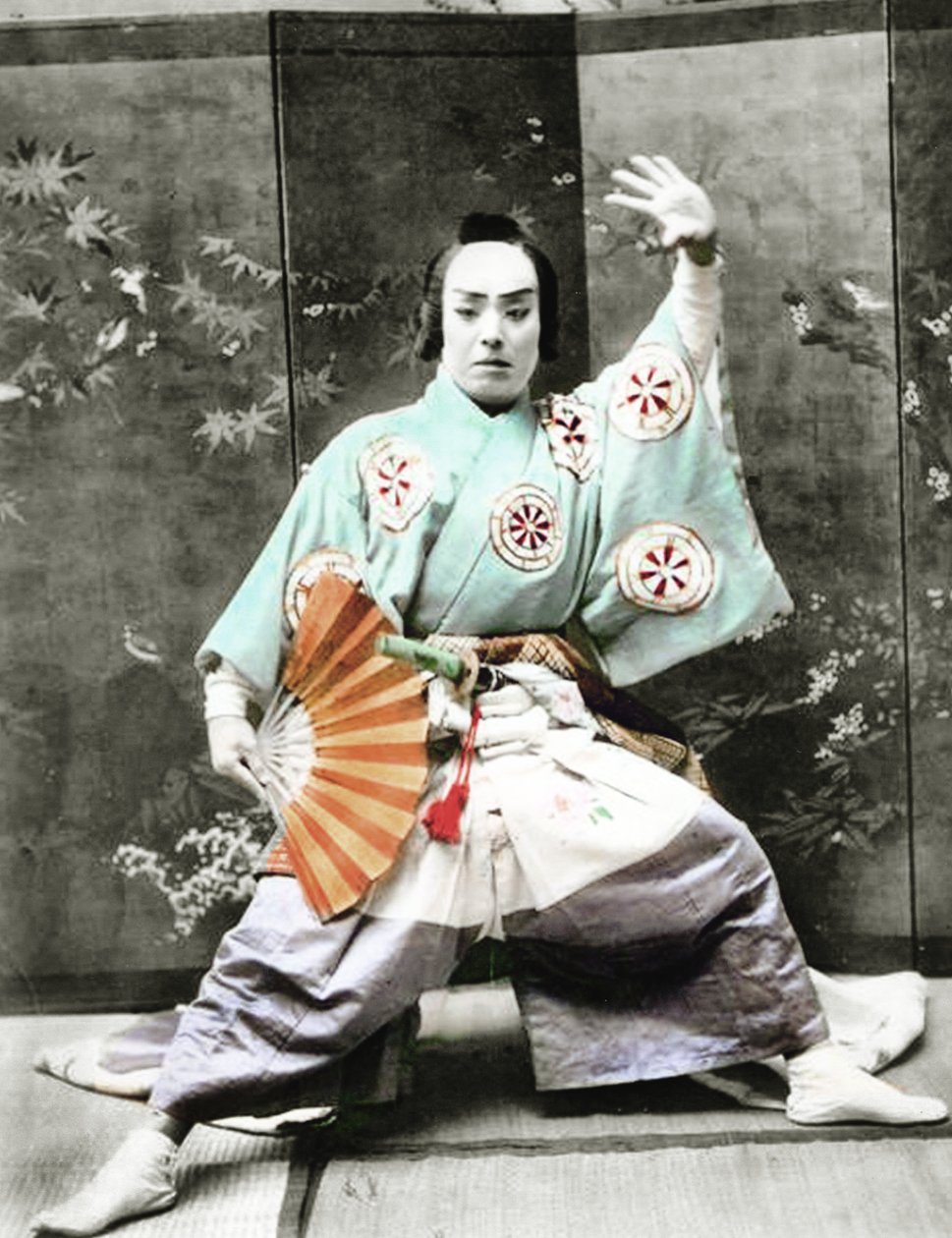 歌舞伎役者、1901年（手塗りの卵白写真） 作： 日本の写真家