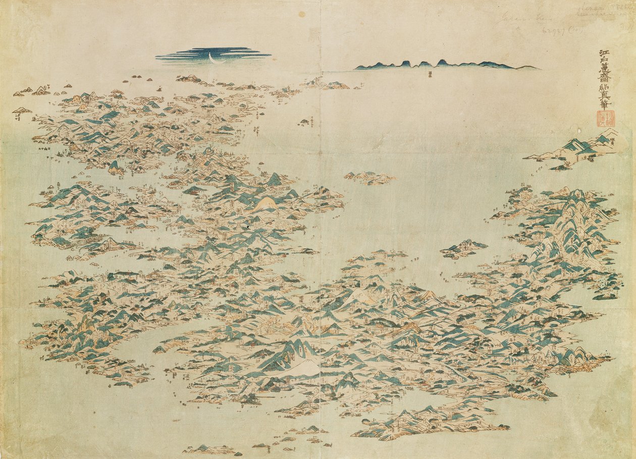 日本列島の空撮、1820年頃（紙にwc） 作： 日本語学校