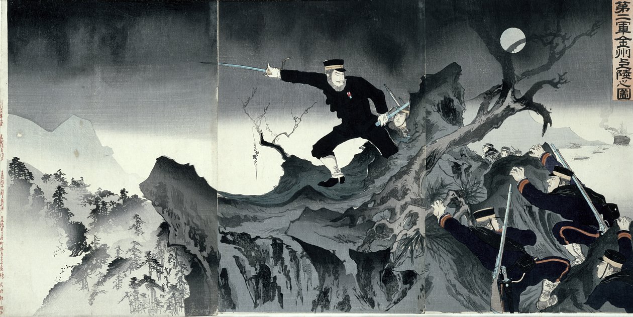 日清戦争のエピソード（木版画） 作： 日本語学校