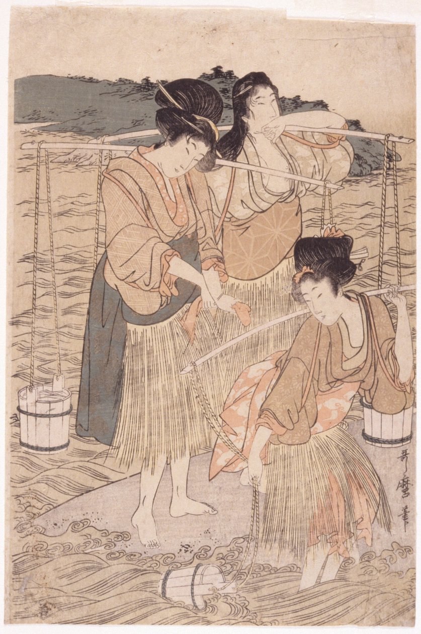 日本人女性（色木版） 作： 日本語学校