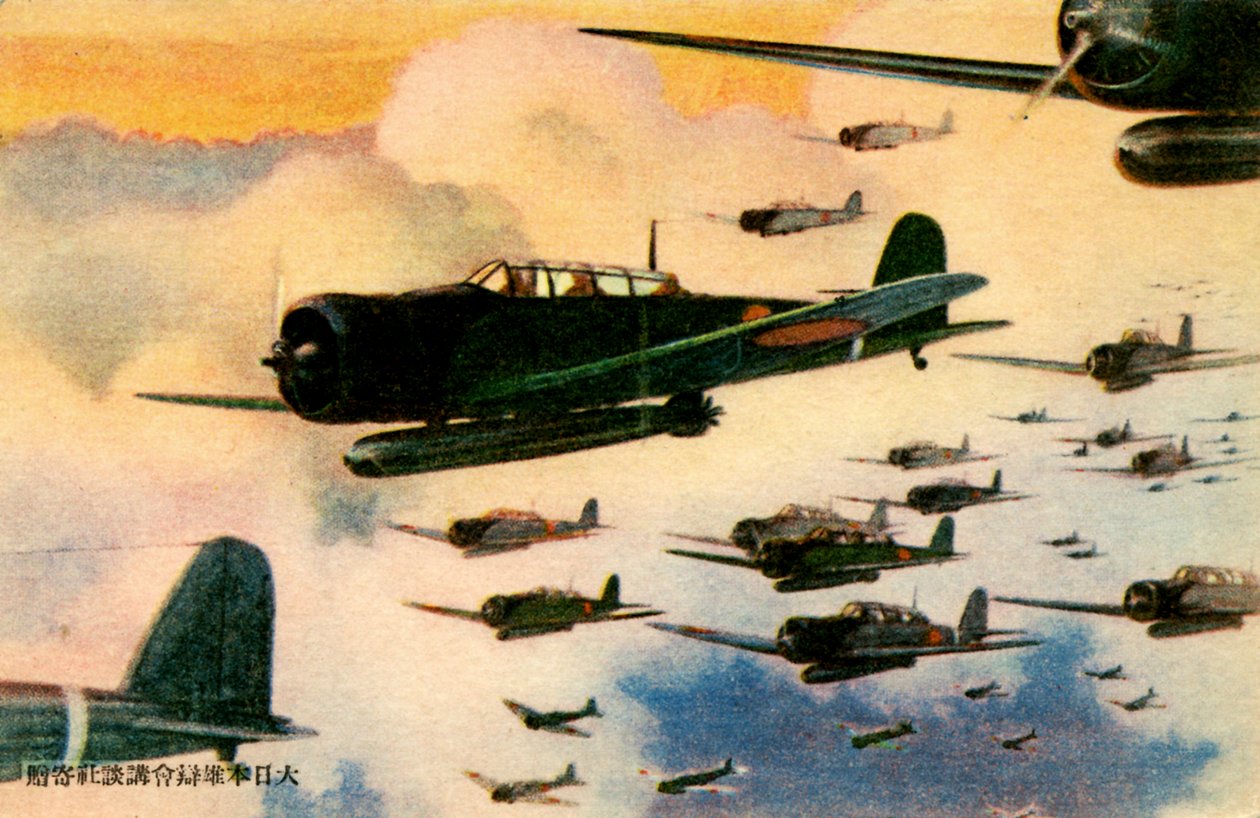 ミサイルを搭載した日本の戦闘機（プリント） 作： 日本語学校