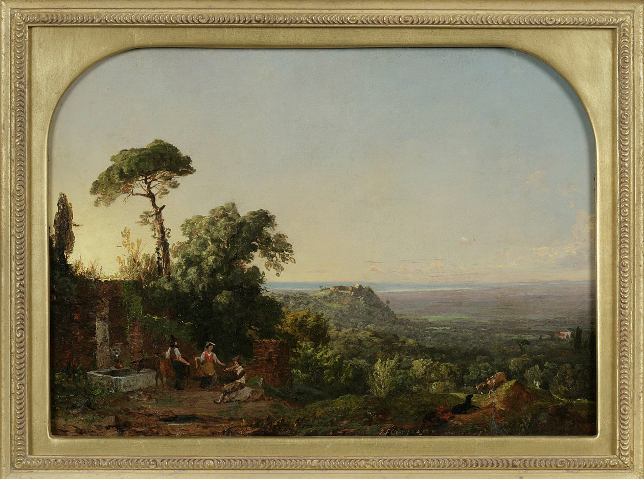 イタリアの風景、1847-49年（パネルに取り付けられた紙に油彩） 作： ジャスパー・フランシス・クロプシー
