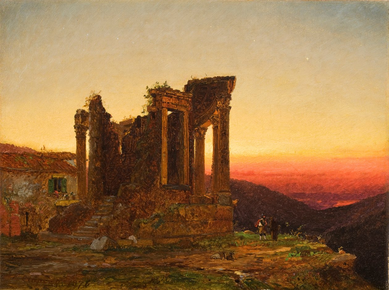 シビル神殿、チボリ（ペストゥムの早朝）、1876 作： ジャスパー・フランシス・クロプシー
