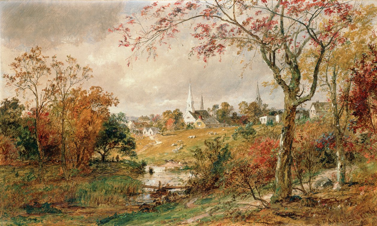 秋の風景、ソーガティーズ、1886 作： ジャスパー・フランシス・クロプシー