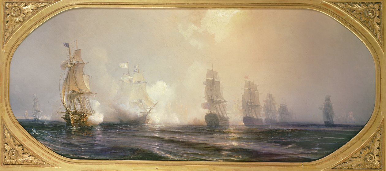 1848年、1781年9月3日、チェサピーク湾での海戦 作： ジャン・アントワーヌ・テオドール・グディン