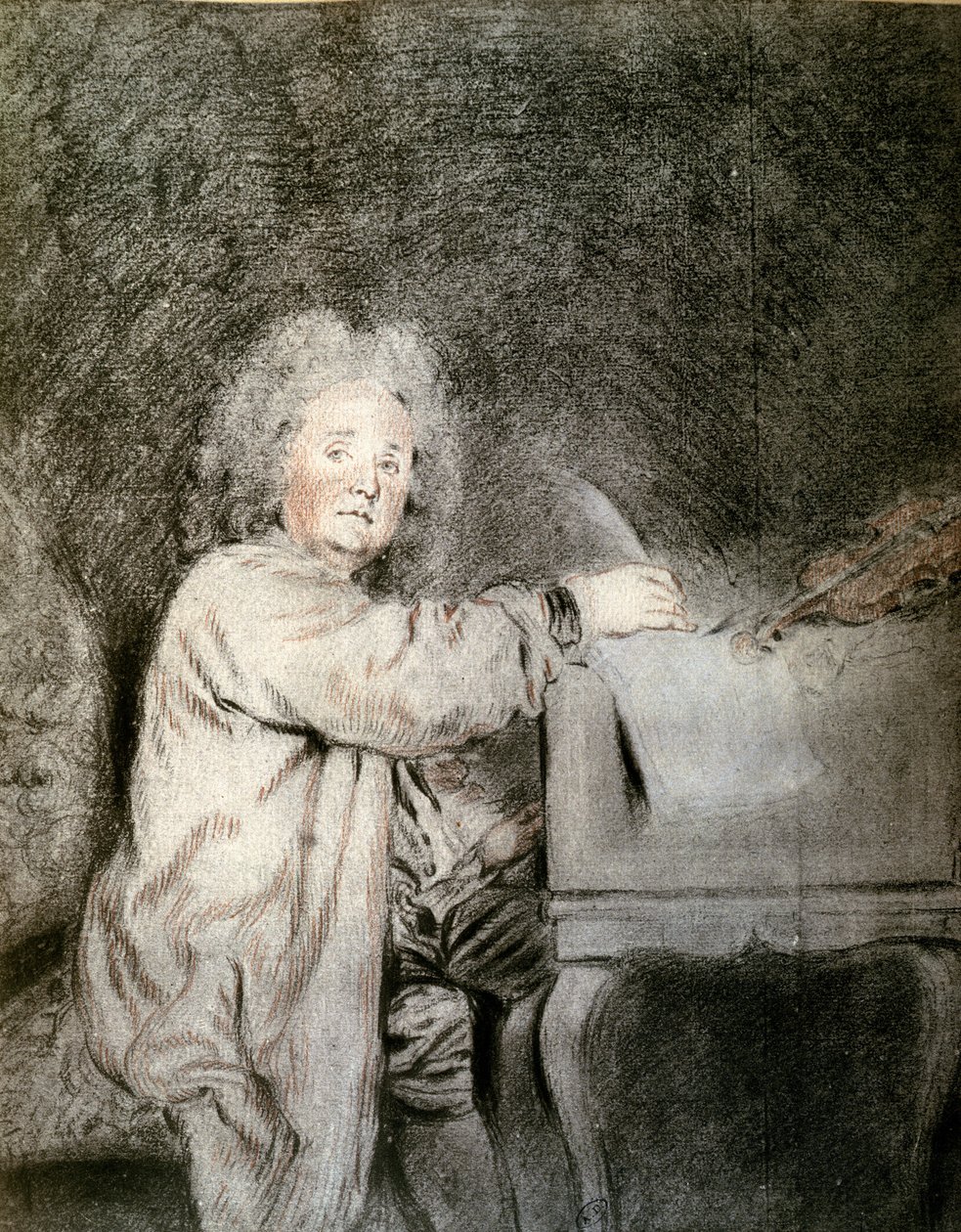 Jean-Ferry Rebel（1666-1747）、1715年頃（紙にチョークとクレヨン） 作： ジャン・アントワーヌ・ヴァトー
