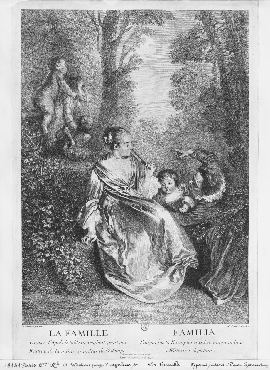 家族、ピエールアヴェリーネ（c.1656-1722）の刻印 作： ジャン・アントワーヌ・ヴァトー