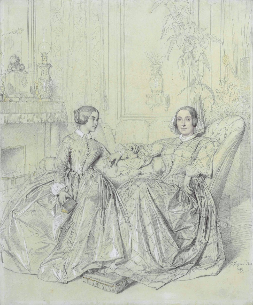 Comtesse Charles dAgoult、néeMarie dAgoult、および彼女の娘Claire dAgoult 作： ジャン・オーギュスト・ドミニク・アングル