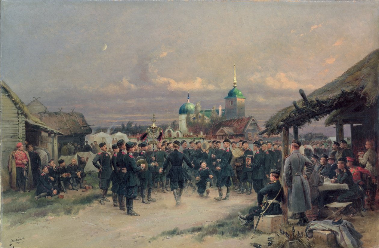 ツァールスコエセローでの第4歩兵大隊合唱団、1889年 作： ジャン・バプティスト・エドゥアール・ディテール