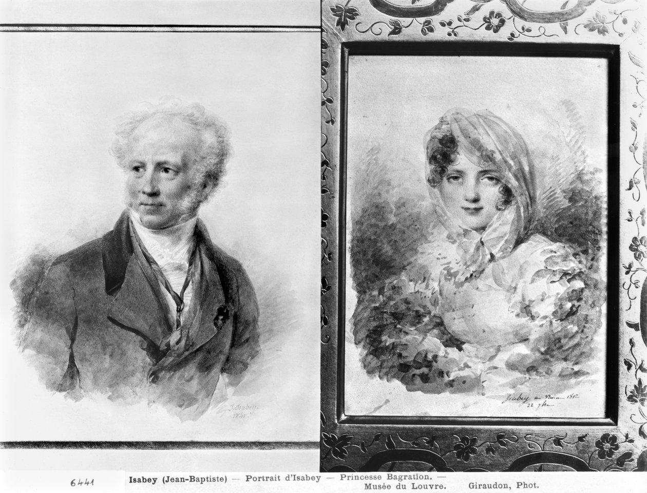 1841年と1812年のバグラチオン王女の自画像と肖像 作： ジャン＝バティスト・イザベイ