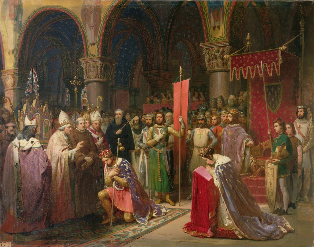 ルイ7世（c.1120-1180）1147、1840年に聖デニスで旗を奪ったフランス国王ヤング 作： ジャン・バプティスト・モーザイッセ