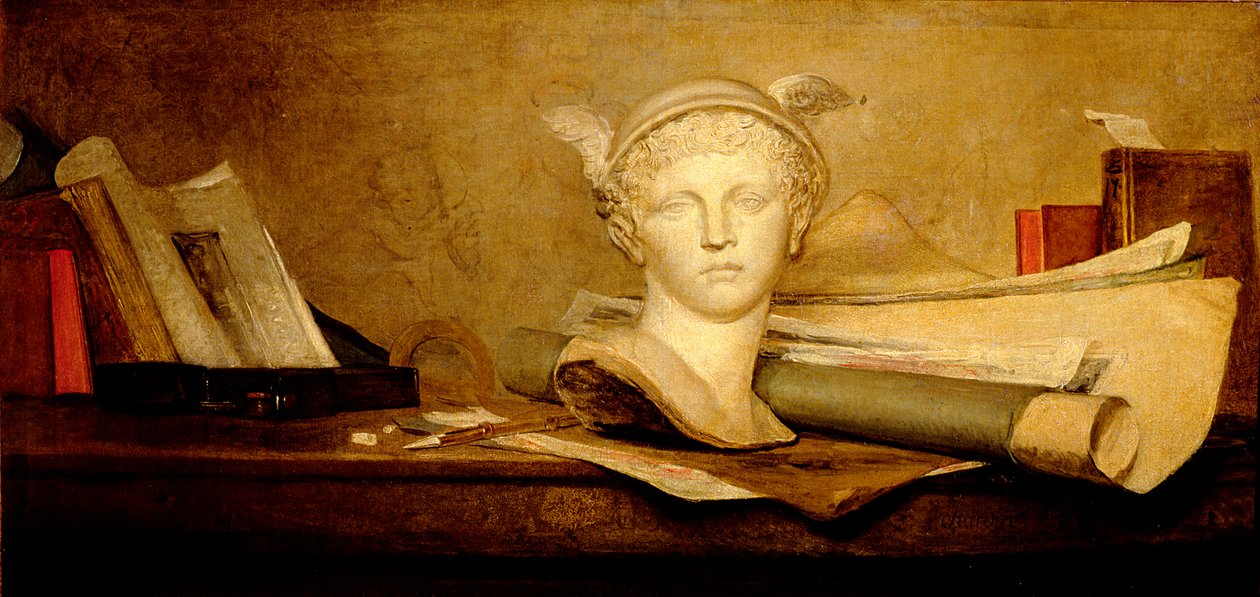 芸術の属性のある静物、1765-66 作： ジャン・バプティスト・シメオン・シャルダン
