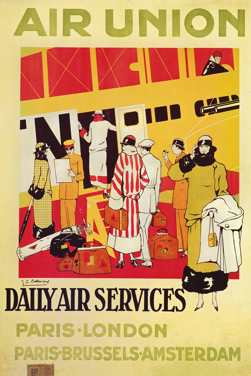航空組合のポスター広告、c.1925 作： ジャン・カミーユ・ベレーグ