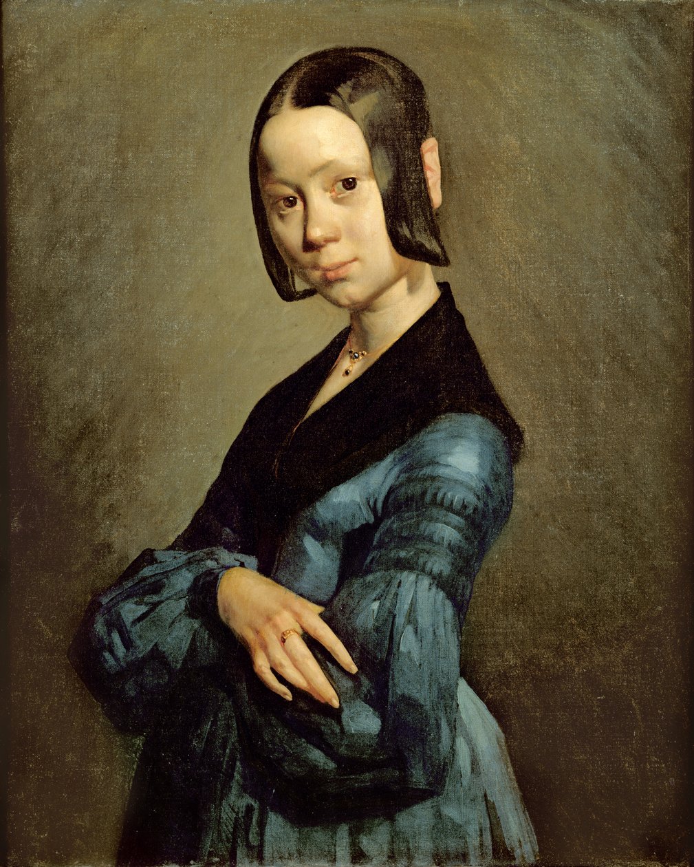 ポーリーン・オノ（1821-44）in Blue、1841-42 作： ジャン・フランソワ・ミレー