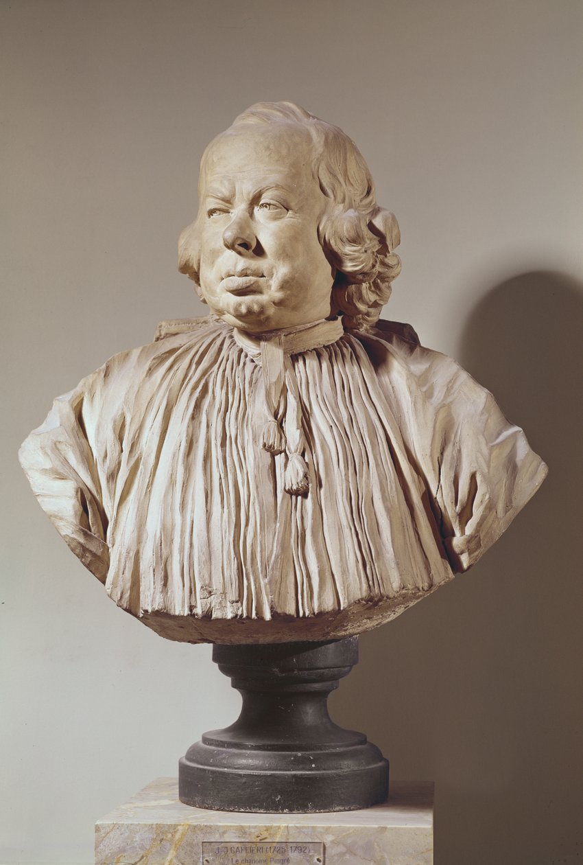 Canon Alexandre-Gui Pingre（1711-96）（テラコッタ）のポートレートバスト 作： ジャン・ジャック・カフィエリ