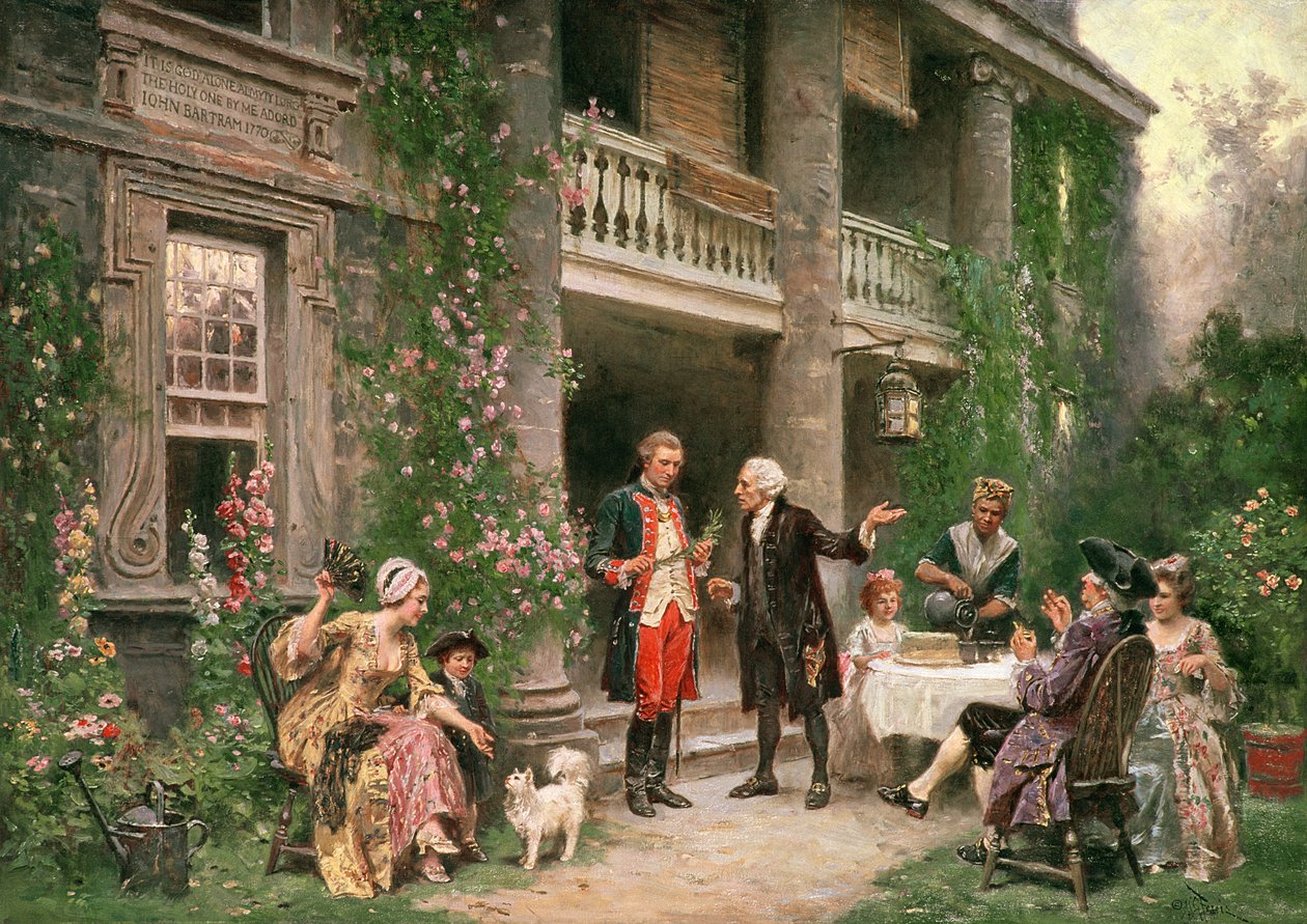 1787年にバートラムズガーデンを訪れたジョージワシントン、1900年に描かれました 作： ジャン・レオン・ジェローム・フェリス
