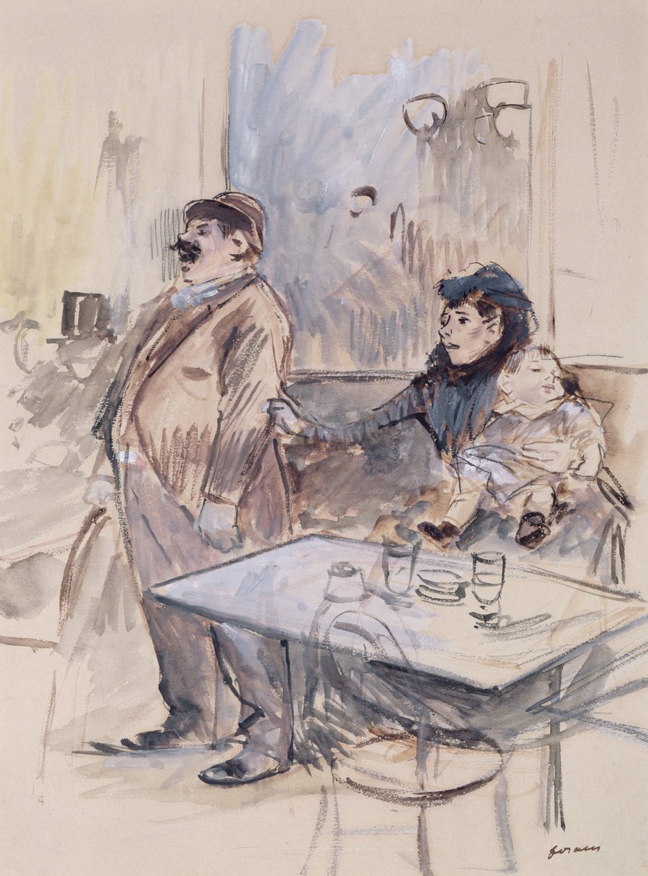 アブサン、1885年（紙とトイレ、ガッシュ） 作： ジャン・ルイ・フォラン