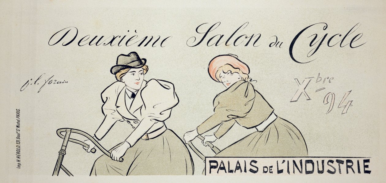 1894年、パレドゥリンドストリーで「サロンデュサイクル」を宣伝するポスターを複製 作： ジャン・ルイ・フォラン