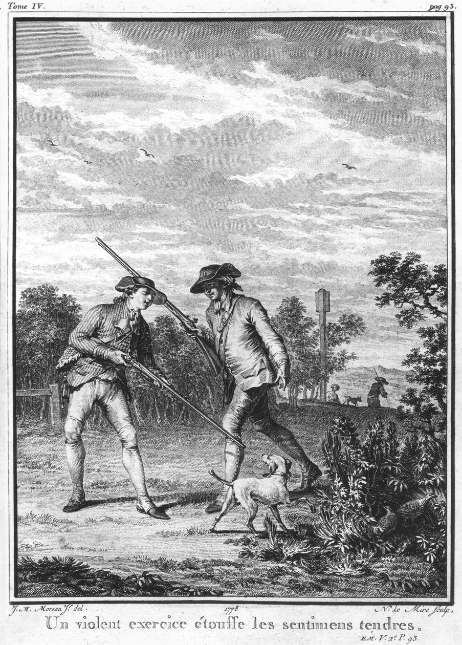 1778年に出版されたノエルルミル（1724-1800）によって彫刻された、ジャンジャックルソー（1712-78）による「レミール」のイラスト 作： ジャン＝ミッシェル・ザ・ヤング・モロー