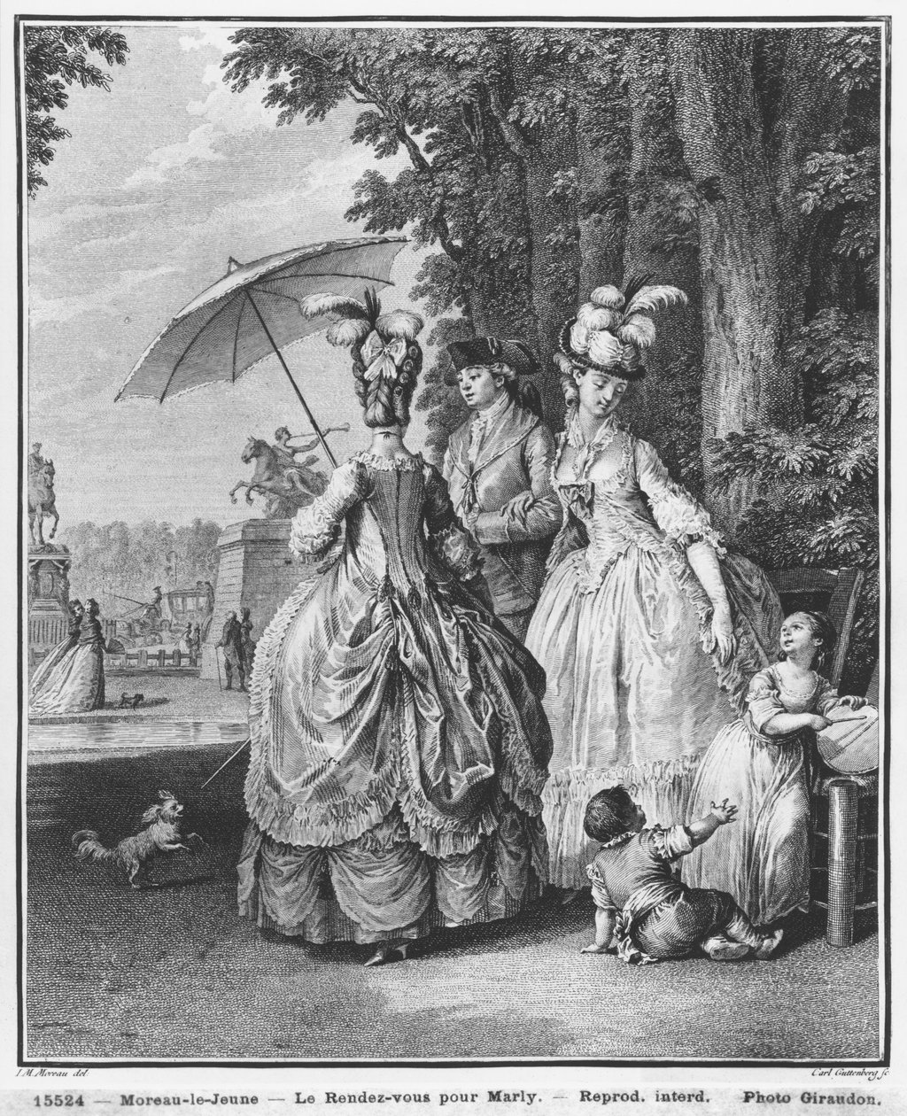 カール・グッテンバーグ（1743-90）c.1777によって刻まれたマルリーのランデブー 作： ジャン＝ミッシェル・ザ・ヤング・モロー
