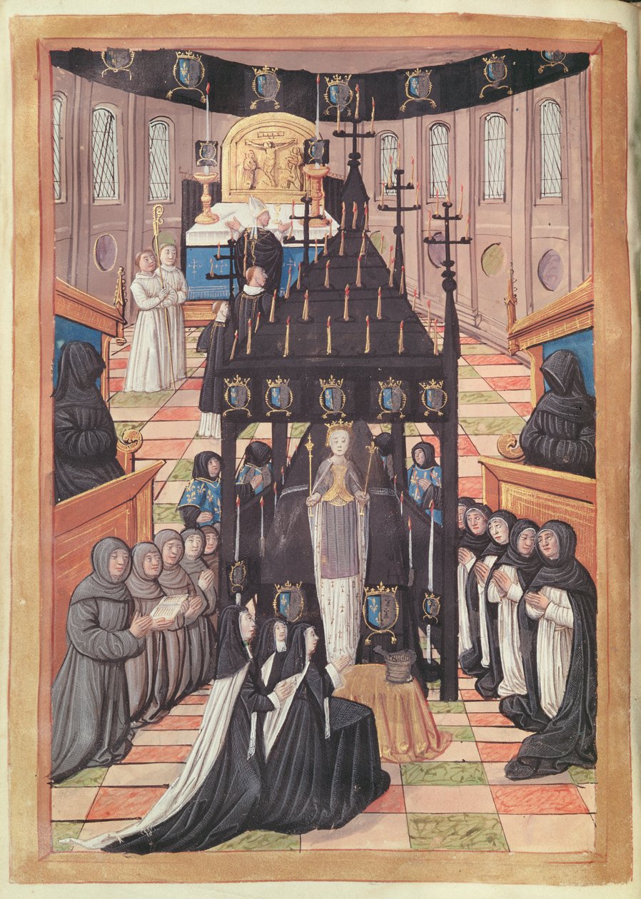 Fol.12vサン・サヴェル・ド・ブロワ教会でブルターニュのアン（1477-1514）を去る、1515 作： ジャン・ペレアル