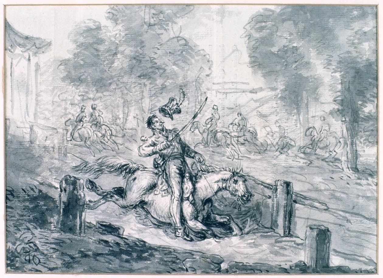 ジョセフ・ポニアトフスキー王子の死（1763-1813）1816（鉛筆と紙にインク） 作： ジャン・ピエール・ノルブリン