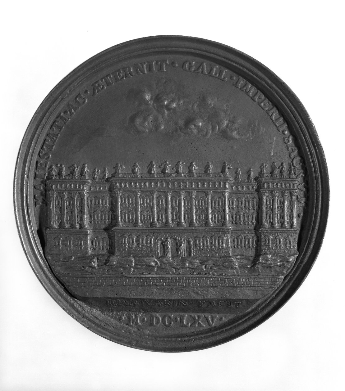 ベルニーニのルーヴル美術館の設計によるメダル、1665年（金） 作： ジャン・ワリン