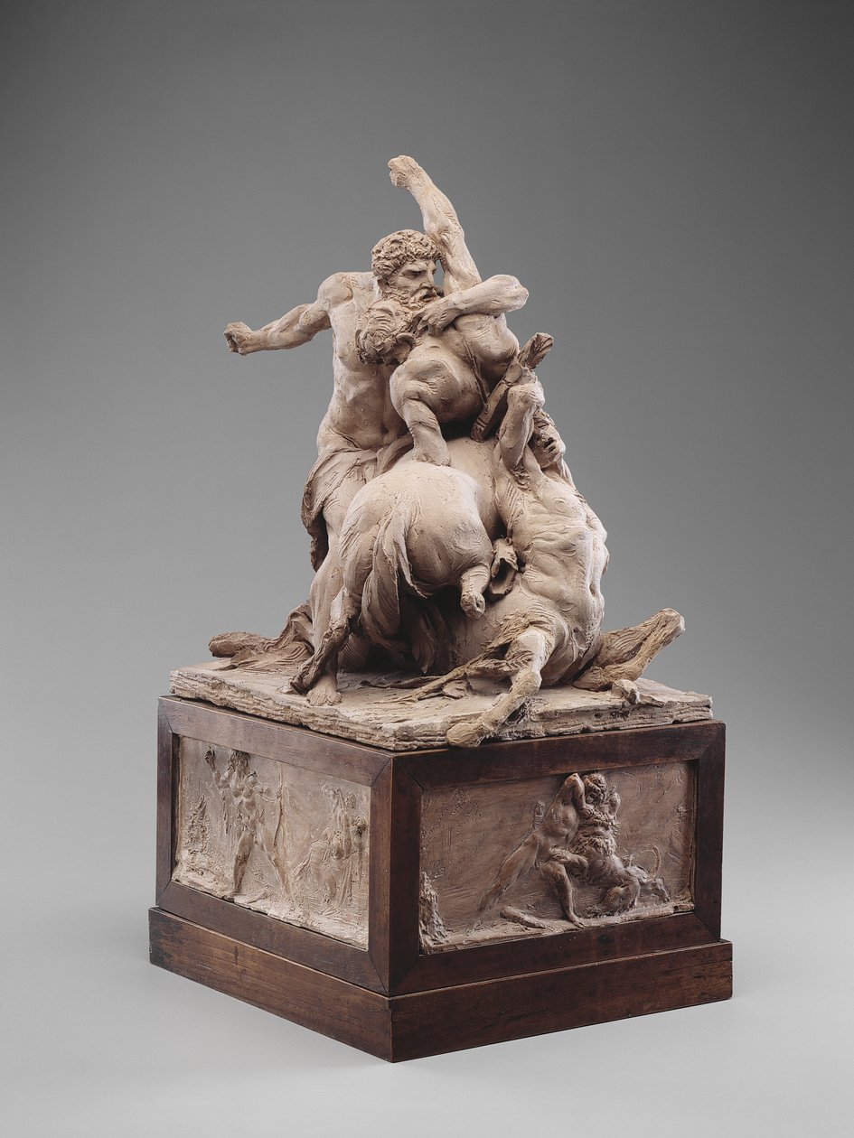 2つのケンタウロスと戦うヘラクレス、1785年頃（テラコッタ） 作： Jean Baptiste Stouf