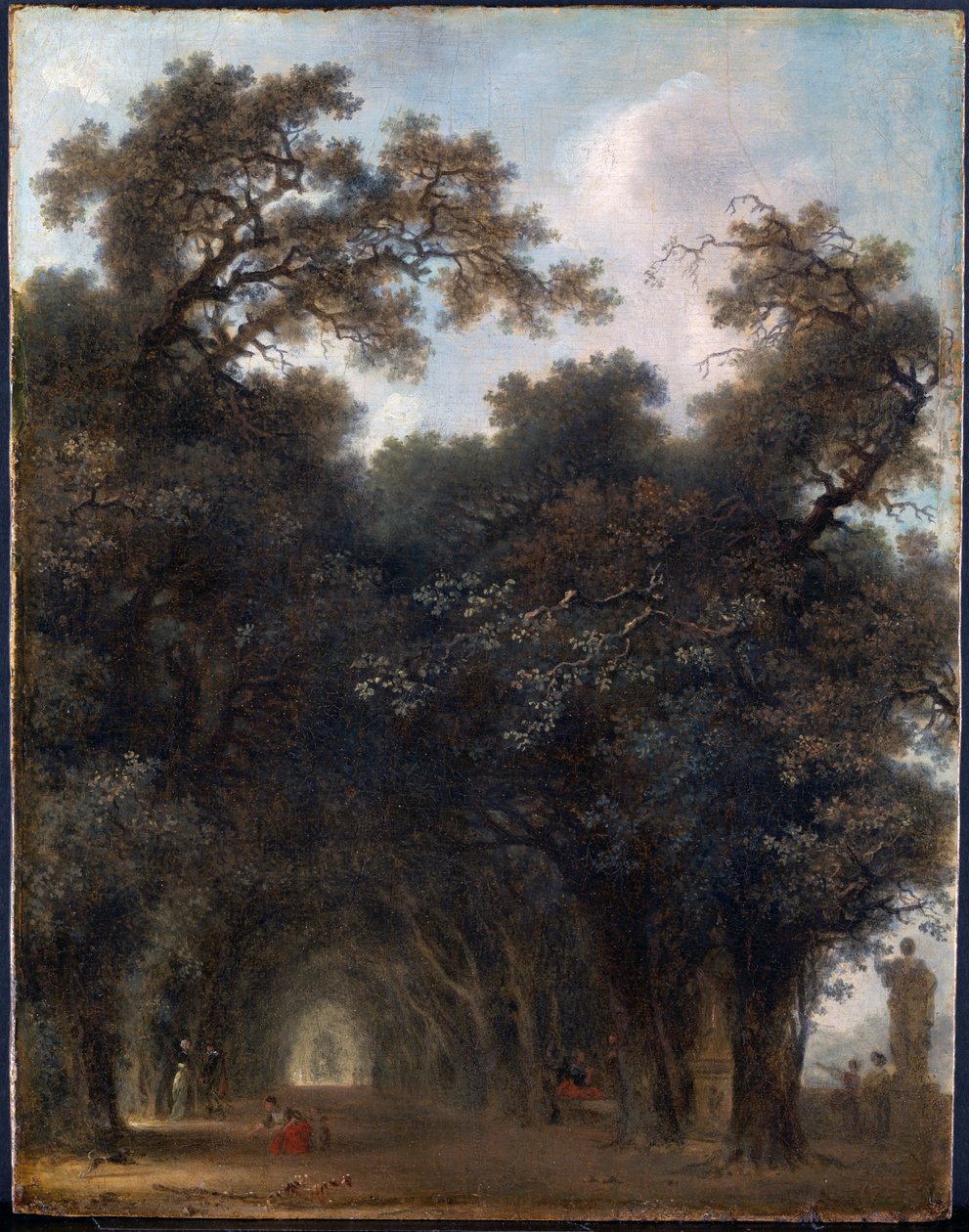 日陰の大通り、c。 1775年、木材に油彩 作： ジャン・ホノレ・フラゴナール