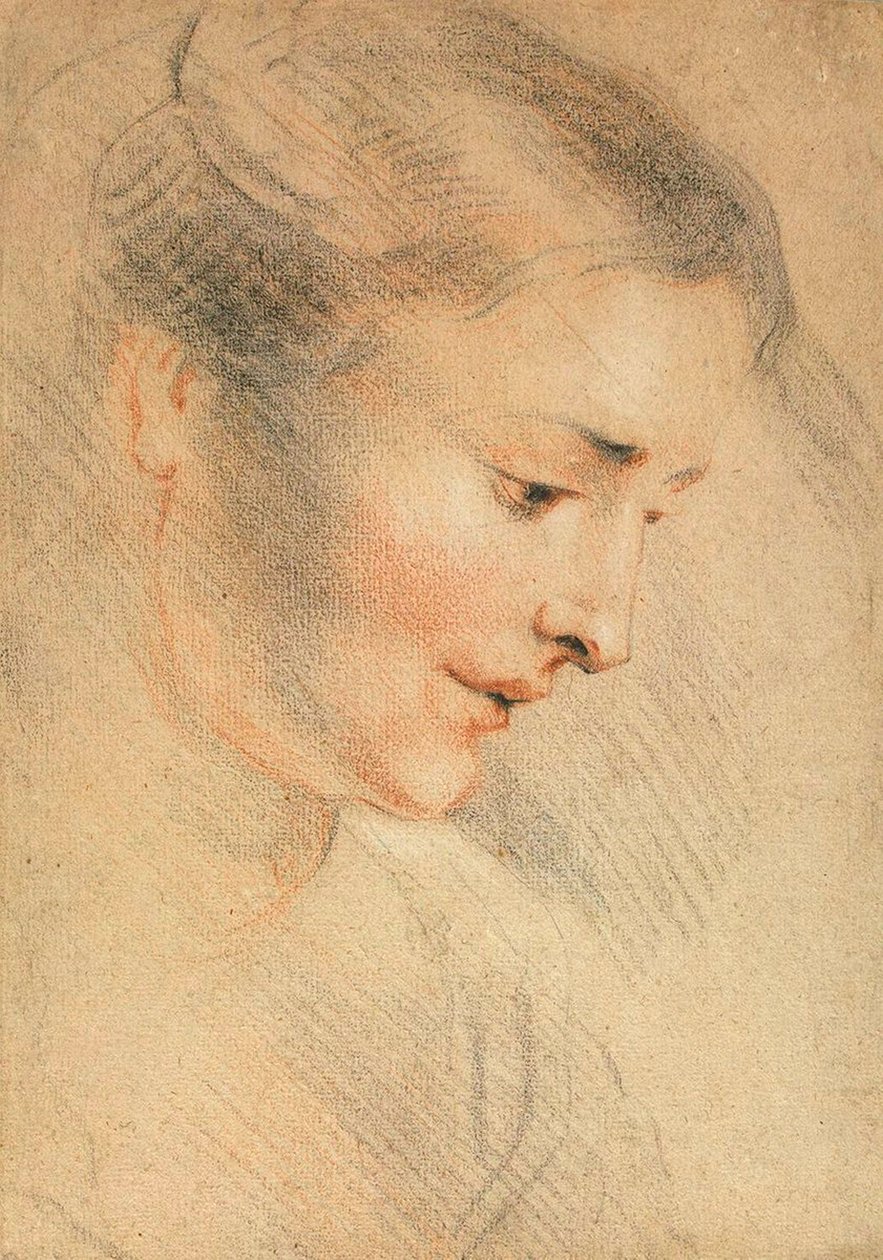 女性の頭の習作、1710 年代。 作： ジャン・アントワーヌ・ヴァトー