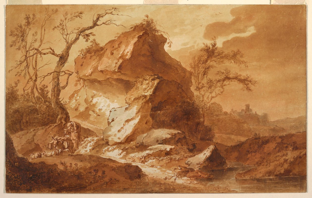 デッサン、山の風景、1763年 作： ジャン・バプティスト・ウエト
