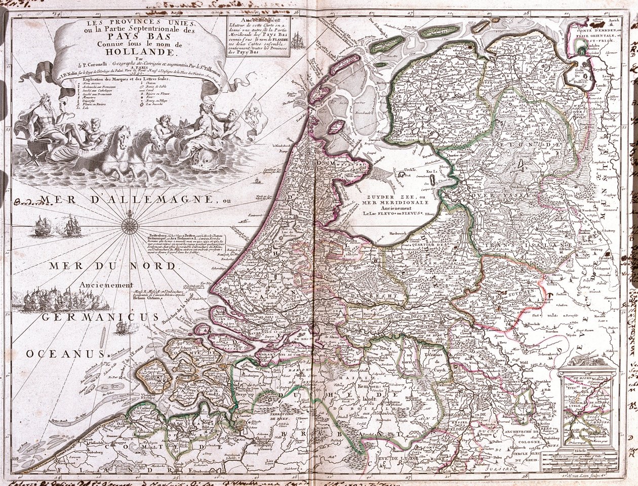 オランダの地図（彫刻 作： ジャン・バプティスト・ノーリン