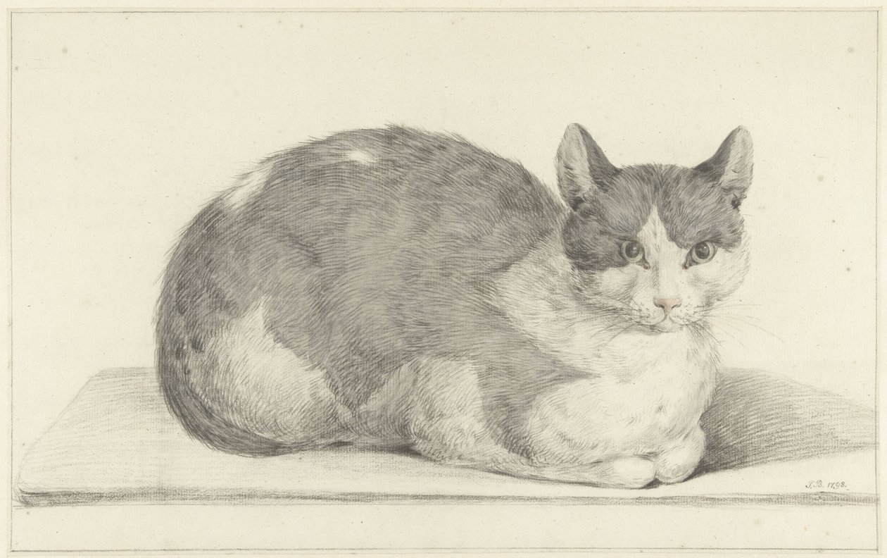 座っている猫、右へ 作： ジャン・バーナード