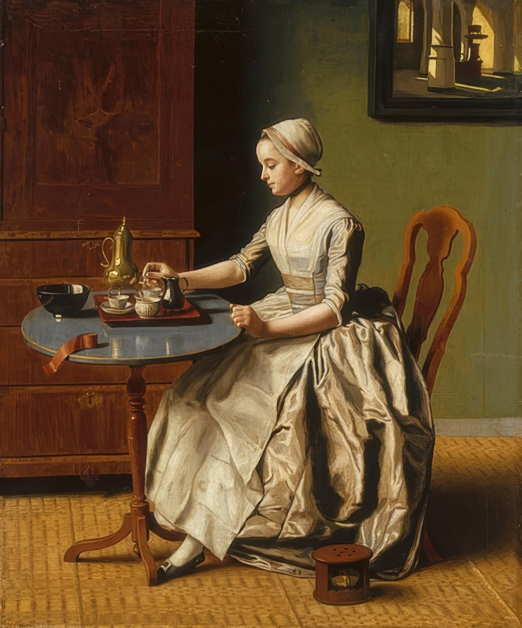 チョコレートガール（LaChocolatière）。 1745年頃 作： ジャン・エティエンヌ・リオタード