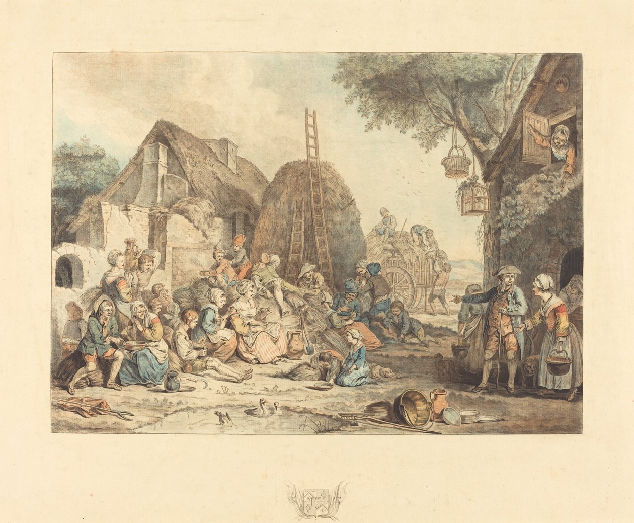 1774年の「収穫人の昼食」。 作： ジャン・フランソワ・ジャニネット