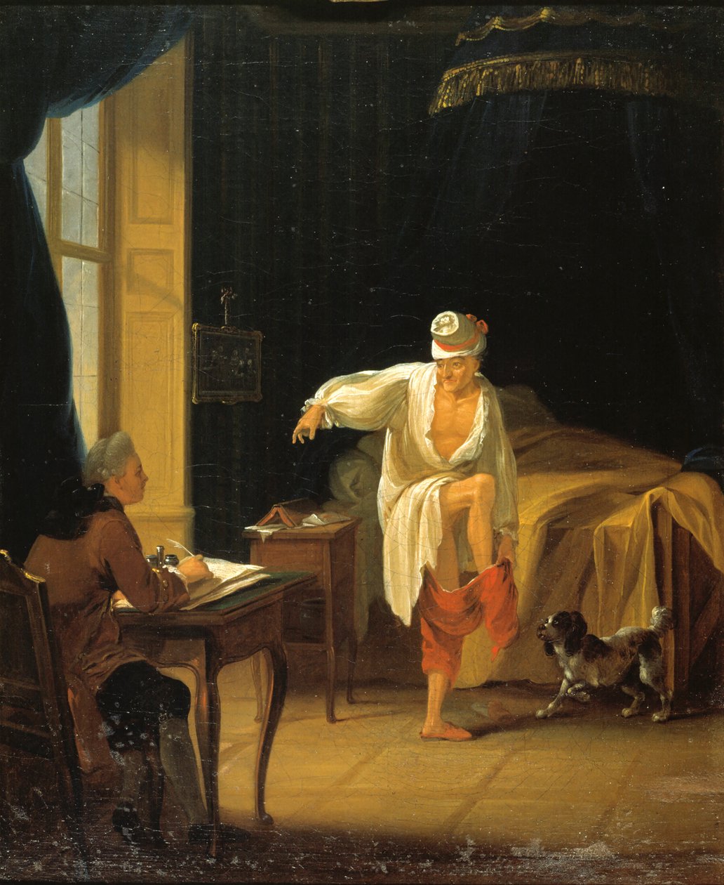 1772年頃、フェルニーで起きたヴォルテール。 作： ジャン・フーバー