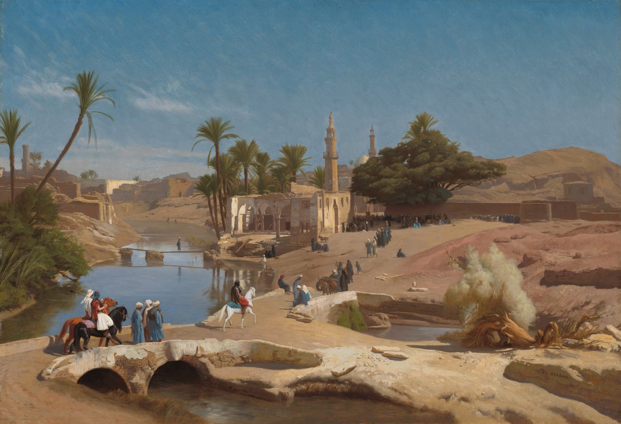 Medinet El-Fayoumの眺め、c。 18681870。 作： ジャン・レオン・ジェローム