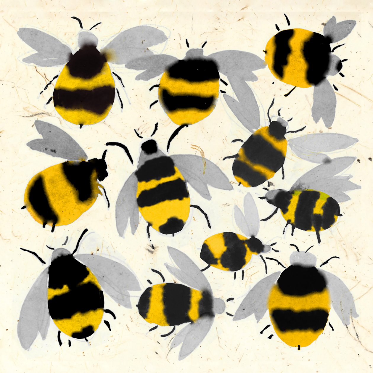 INKY BEES、2022年（水彩） 作： ジェニー・フリーン