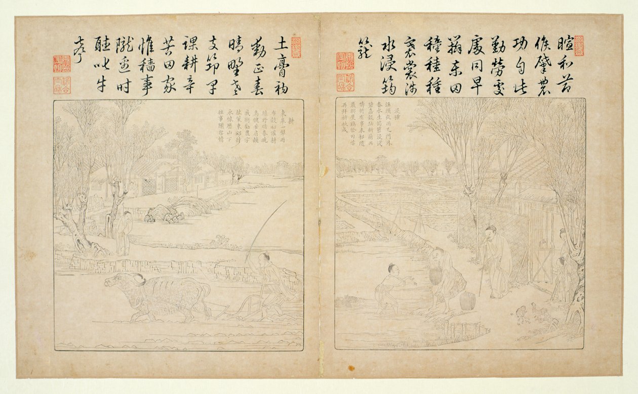 Yuzhi gengzhi tu（Tilling and Weaving Illustrated）1696（木版画） 作： チャオ・ビンジェン