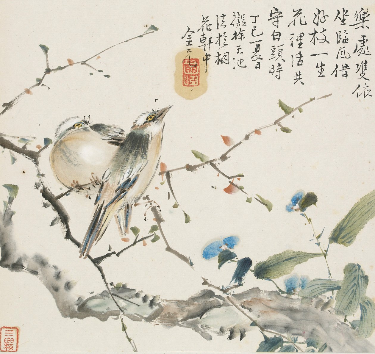 一対の中国産ヒヨドリの鳥 1857年 作： ジンユアン