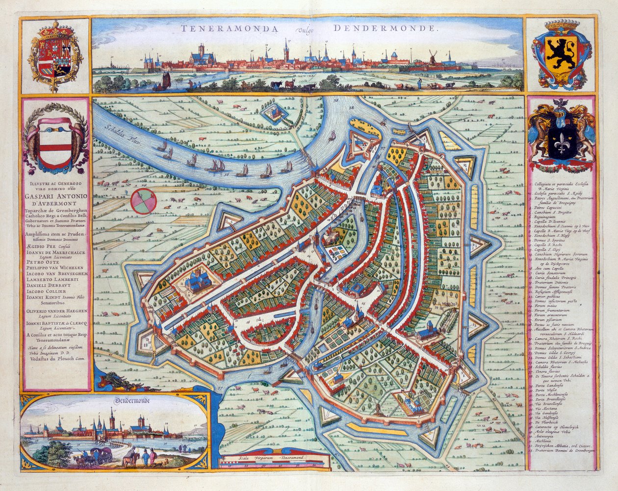 デンデルモンデ、1649年（手描きの彫刻） 作： Joan Blaeu