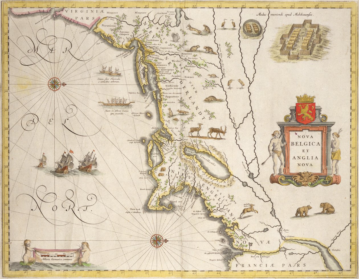 ニューベルギーとニューイングランドの地図、パブ。アムステルダムc.1640 作： Joan Blaeu