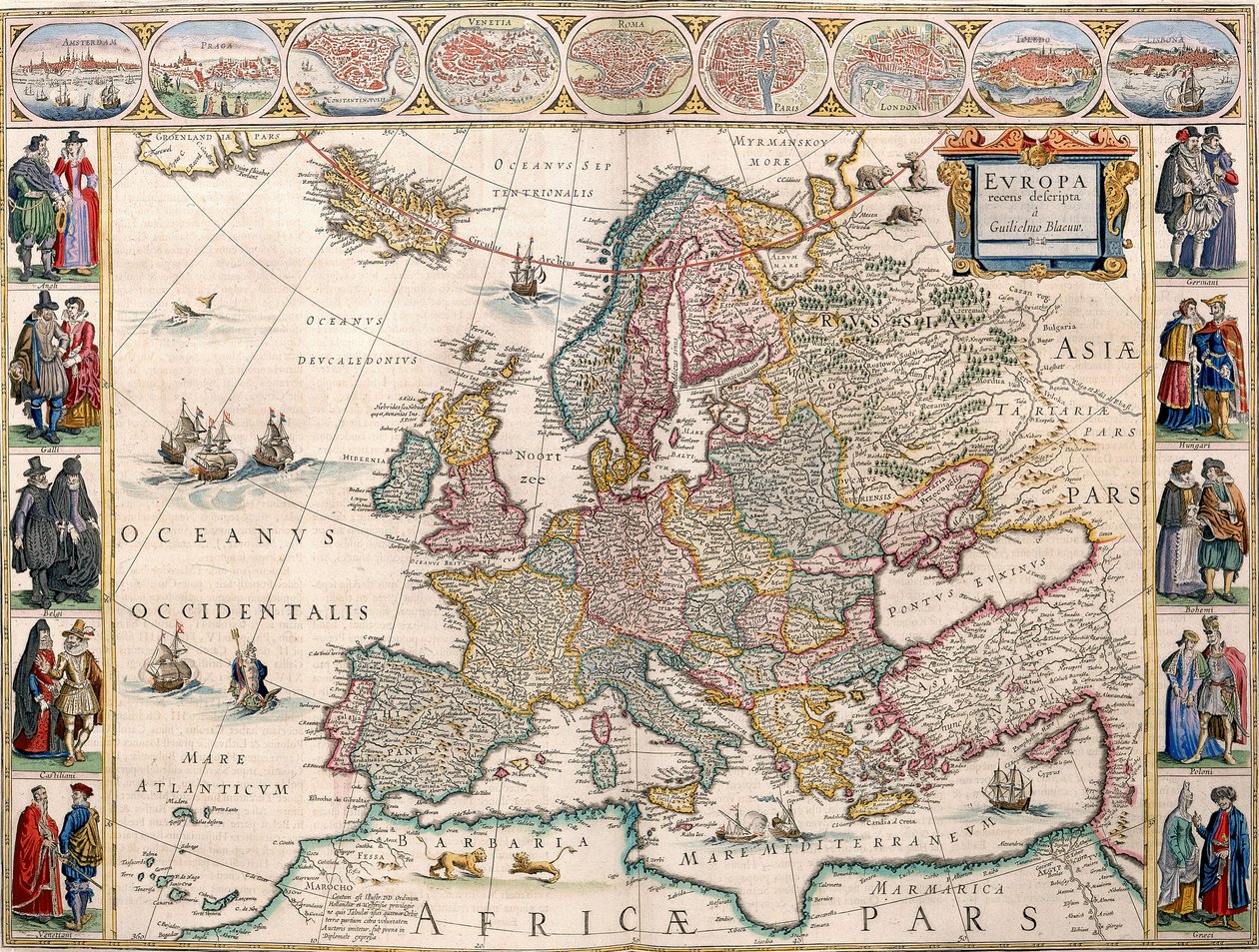 ヨーロッパ地図（Blaeu Atlasより 作： Joan Blaeu