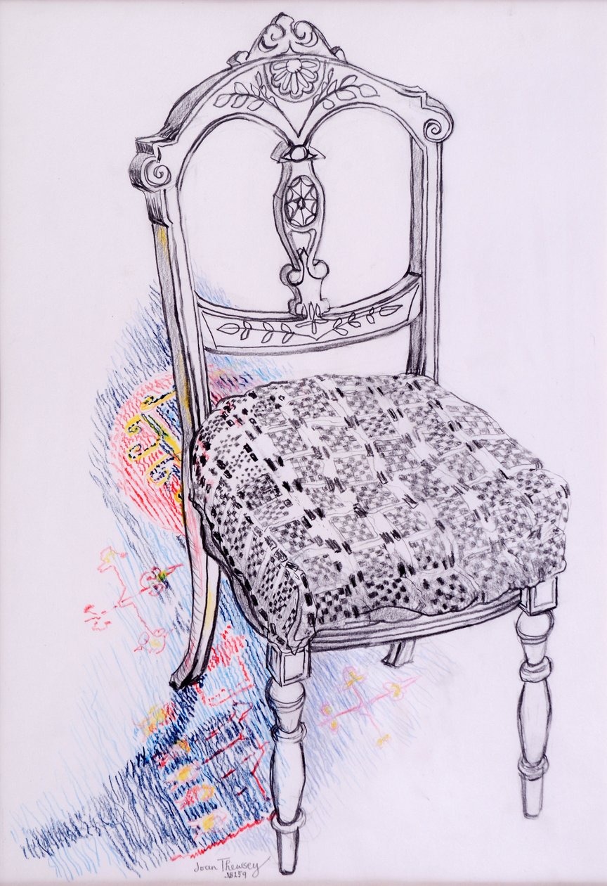 私の椅子の肖像画、2000、鉛筆 作： Joan Thewsey