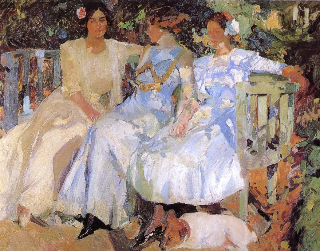 私の妻と庭の娘たち 作： JoaquínSorolla