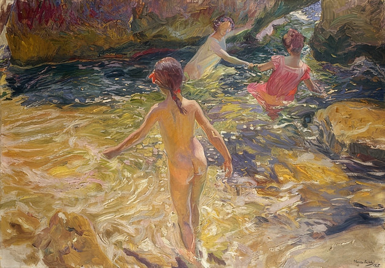入浴、ハベア。 1905 作： JoaquínSorolla